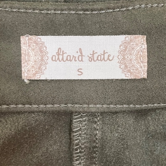 Altar’d State Faux Suede Olive Green Button Up Mini Skirt; Size S - Picture 4 of 5